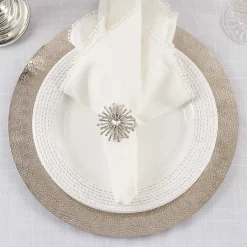 Kirklands Home Table Linens|Glitter Starburst 4-pc. Napkin Ring Set Silver