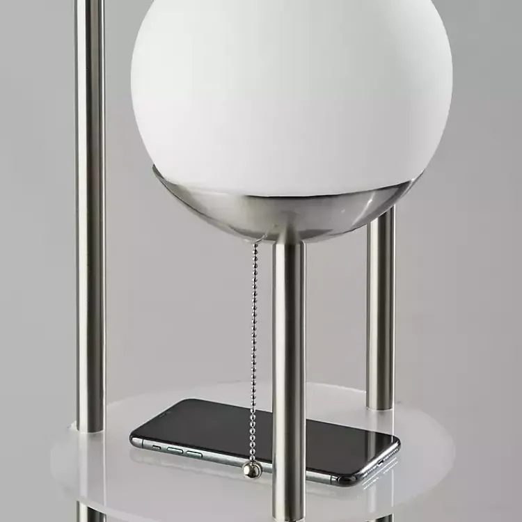 Kirklands Home Floor Lamps|Silver Globe 3-Light Shelf Floor Lamp