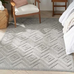 Kirklands Home Outdoor Rugs|Gray Diamond Indoor/Outdoor Area Rug, 4x6 Silver