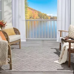 Kirklands Home Outdoor Rugs|Gray Diamond Indoor/Outdoor Area Rug, 4x6 Silver