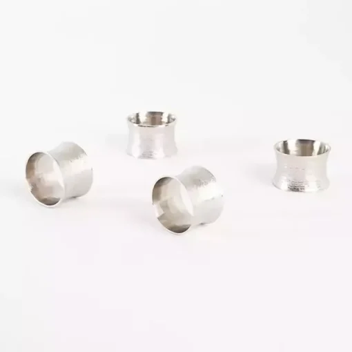 Kirklands Home Kitchen Accessories|Hammered Metal Napkin Rings, Set of 4 Silver