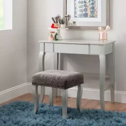 Kirklands Home Dressers & Chests|Silver Harper Flip-Top 2-pc. Vanity Set Gray