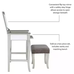 Kirklands Home Dressers & Chests|Silver Harper Flip-Top 2-pc. Vanity Set Gray