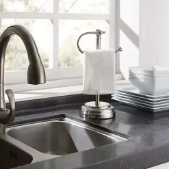 Kirklands Home Bathroom Accessories|Hook Countertop Towel Holder Silver