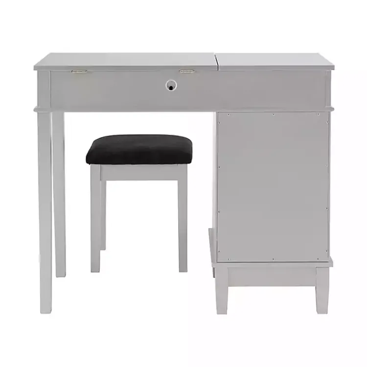 Kirklands Home Dressers & Chests|Silver Lattice Ella 2-pc. Vanity Set Gray