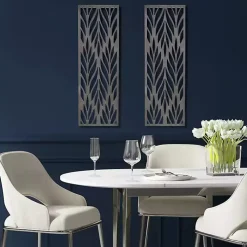 Kirklands Home Wall Plaques|Silver Madison Park Florian Wall Plaques, Set of 2 Gray