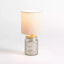Kirklands Home Table Lamps|Silver Mercury Glass Mini Table Lamp White