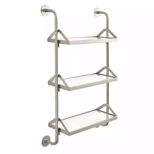 Kirklands Home Shelves|Metal and Glass 3-Tier Wall Shelf Silver