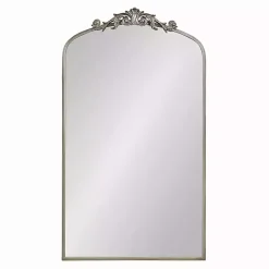 Kirklands Home Decorative Mirrors|Silver Metal Arch Ornate Crown Wall Mirror