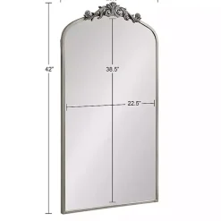 Kirklands Home Decorative Mirrors|Silver Metal Arch Ornate Crown Wall Mirror