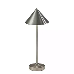 Kirklands Home Outdoor Lighting|Metal Cone Shade Cordless Table Lamp Silver