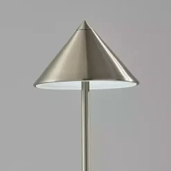Kirklands Home Outdoor Lighting|Metal Cone Shade Cordless Table Lamp Silver