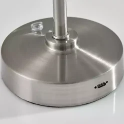 Kirklands Home Outdoor Lighting|Metal Cone Shade Cordless Table Lamp Silver