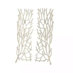 Kirklands Home Wall Plaques|Metal Coral Panel Wall Plaques, Set of 2 Silver