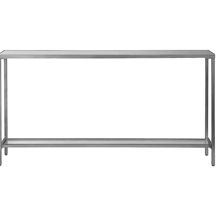 Kirklands Home Console Tables|Metal Mirrored Top Slim Console Table Silver