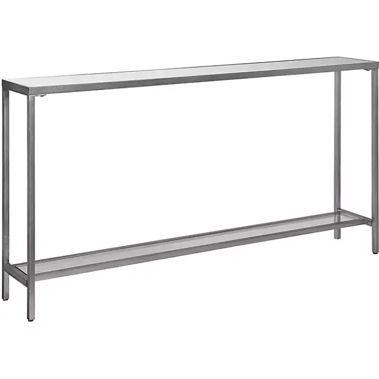 Kirklands Home Console Tables|Metal Mirrored Top Slim Console Table Silver