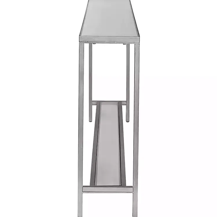 Kirklands Home Console Tables|Metal Mirrored Top Slim Console Table Silver