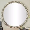 Kirklands Home Decorative Mirrors|Silver Metal Round Beaded Frame Wall Mirror