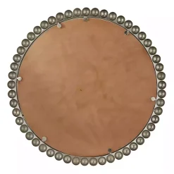 Kirklands Home Decorative Mirrors|Silver Metal Round Beaded Frame Wall Mirror