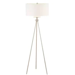 Kirklands Home Floor Lamps|Silver Metal Tripod Floor Lamp White