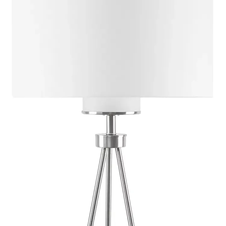 Kirklands Home Floor Lamps|Silver Metal Tripod Floor Lamp White