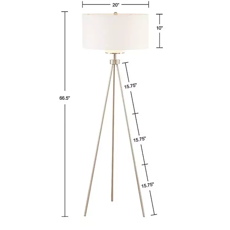 Kirklands Home Floor Lamps|Silver Metal Tripod Floor Lamp White