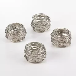 Kirklands Home Table Linens|Metal Twine Napkin Rings, Set of 4 Silver