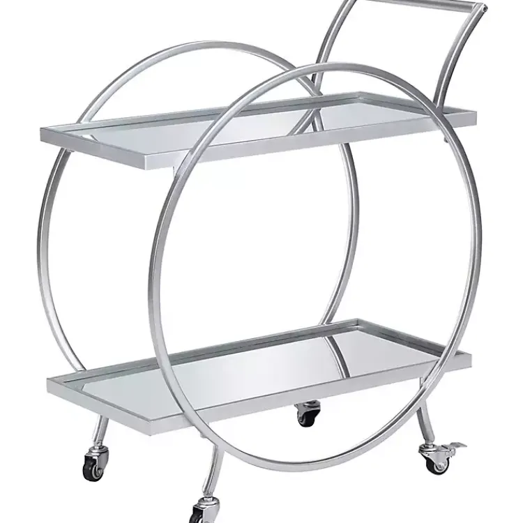 Kirklands Home Kitchen Islands & Bar Carts|Mirrored 2-Tier Odessa Bar Cart Silver