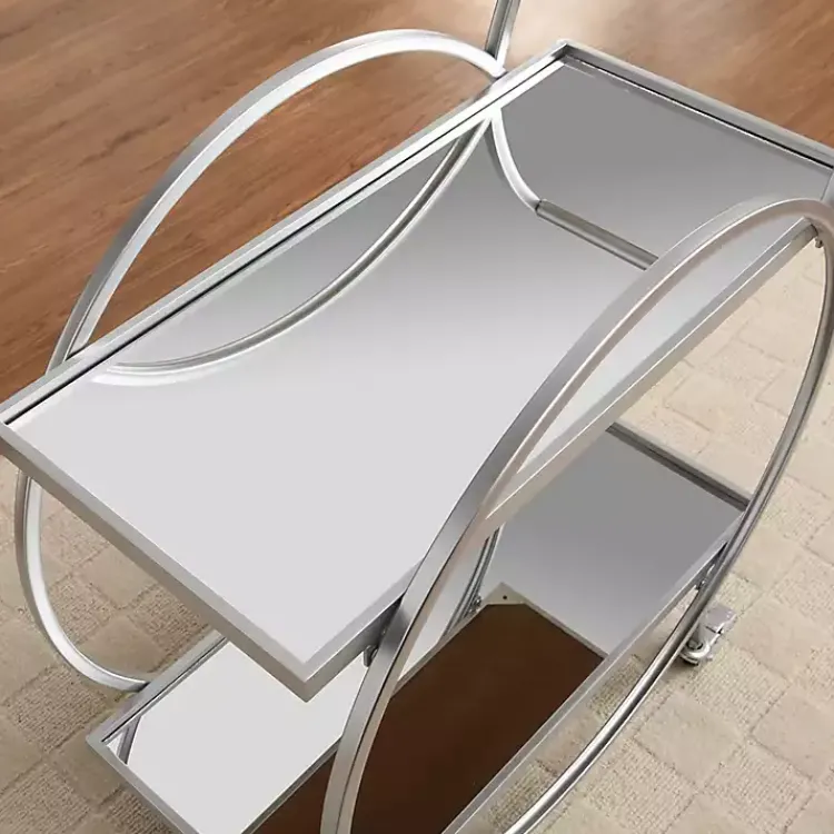 Kirklands Home Kitchen Islands & Bar Carts|Mirrored 2-Tier Odessa Bar Cart Silver