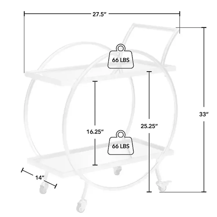 Kirklands Home Kitchen Islands & Bar Carts|Mirrored 2-Tier Odessa Bar Cart Silver