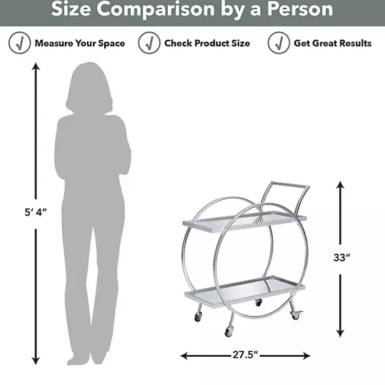 Kirklands Home Kitchen Islands & Bar Carts|Mirrored 2-Tier Odessa Bar Cart Silver