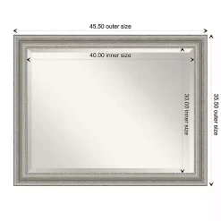 Kirklands Home Decorative Mirrors|Silver Patina Scallop Framed Mirror, 35x45 in.