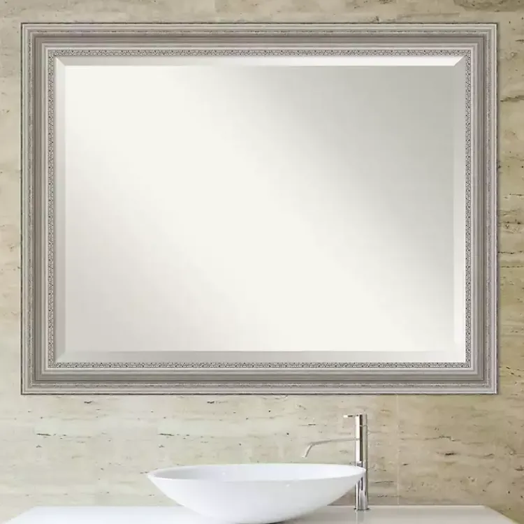 Kirklands Home Decorative Mirrors|Silver Patina Scallop Framed Mirror, 35x45 in.