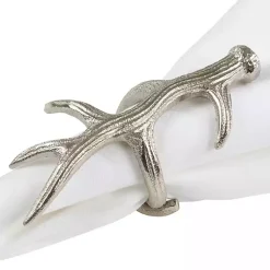 Kirklands Home Table Linens|Reindeer Antler Napkin Rings, Set of 4 Silver