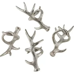Kirklands Home Table Linens|Reindeer Antler Napkin Rings, Set of 4 Silver