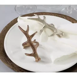 Kirklands Home Table Linens|Reindeer Antler Napkin Rings, Set of 4 Silver