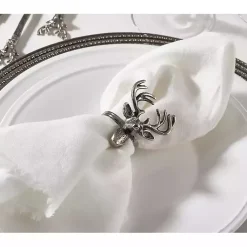 Kirklands Home Table Linens|Reindeer Head Napkin Rings, Set of 4 Silver