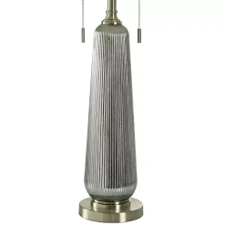 Kirklands Home Table Lamps|Silver Ribbed Glass Table Lamp White