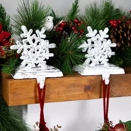 Online Silver Snowflake Stocking Holders, Set of 2 Christmas Stockings & Stocking Holders