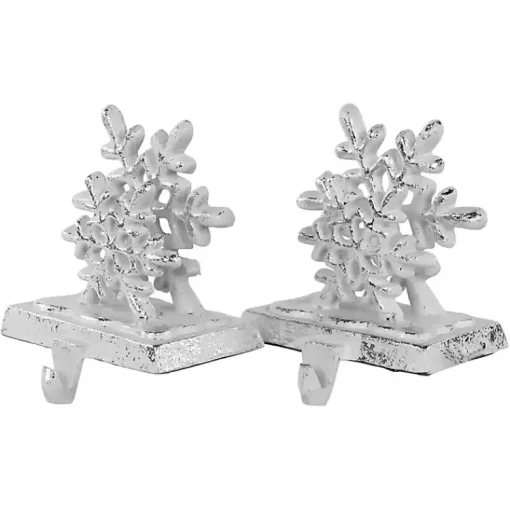 Online Silver Snowflake Stocking Holders, Set of 2 Christmas Stockings & Stocking Holders