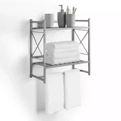 Kirklands Home Bathroom Accessories|2-Tier Utility Shelf Silver