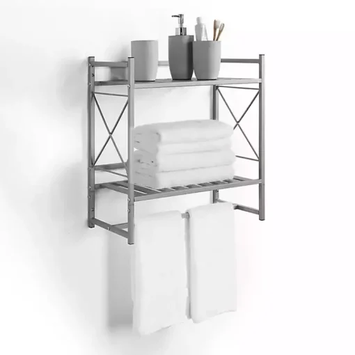 Kirklands Home Bathroom Accessories|2-Tier Utility Shelf Silver