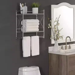Kirklands Home Bathroom Accessories|2-Tier Utility Shelf Silver