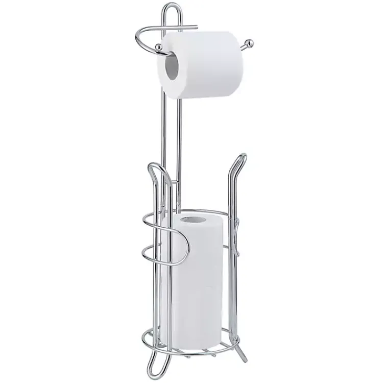 Kirklands Home Bathroom Accessories|Toilet Paper Storage Stand Silver