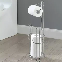 Kirklands Home Bathroom Accessories|Toilet Paper Storage Stand Silver