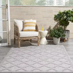Kirklands Home Outdoor Rugs|Silver Trellis Indoor/Outdoor Area Rug, 5x7 Gray