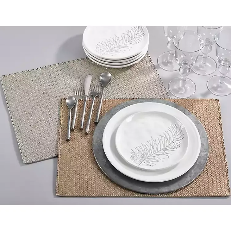 Kirklands Home Table Linens|Woven Water Hyacinth Placemats, Set of 4 Silver