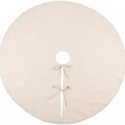 Clearance Simple Beige Linen Blend Tree Skirt, 72 in. Christmas Tree Skirts & Collars
