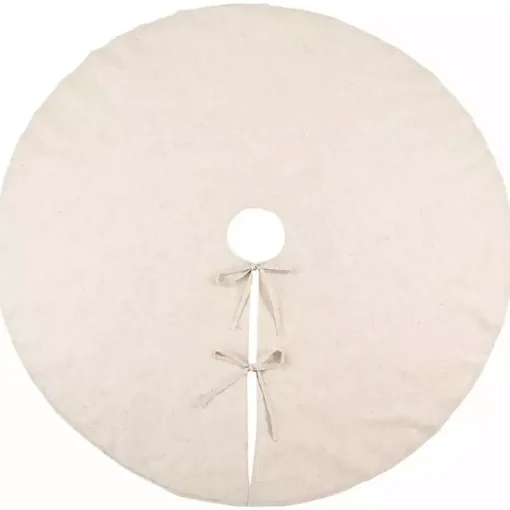 Clearance Simple Beige Linen Blend Tree Skirt, 72 in. Christmas Tree Skirts & Collars