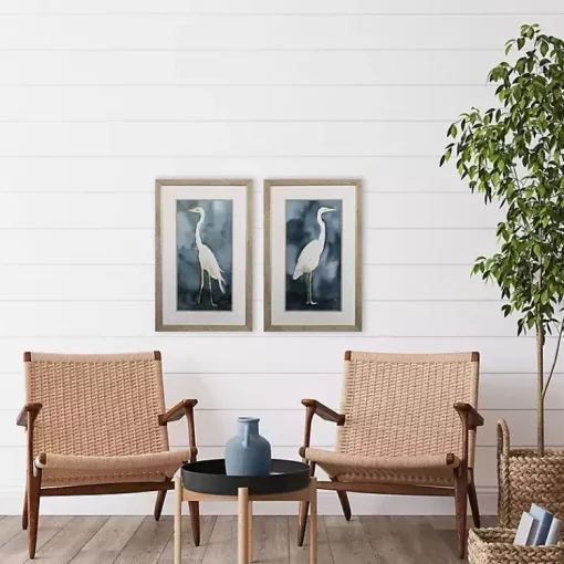 Kirklands Home Framed Art|Simple Egret 2-pc. Framed Wall Art Set